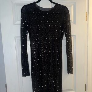 Elegant Black Dress with Pearl Accents